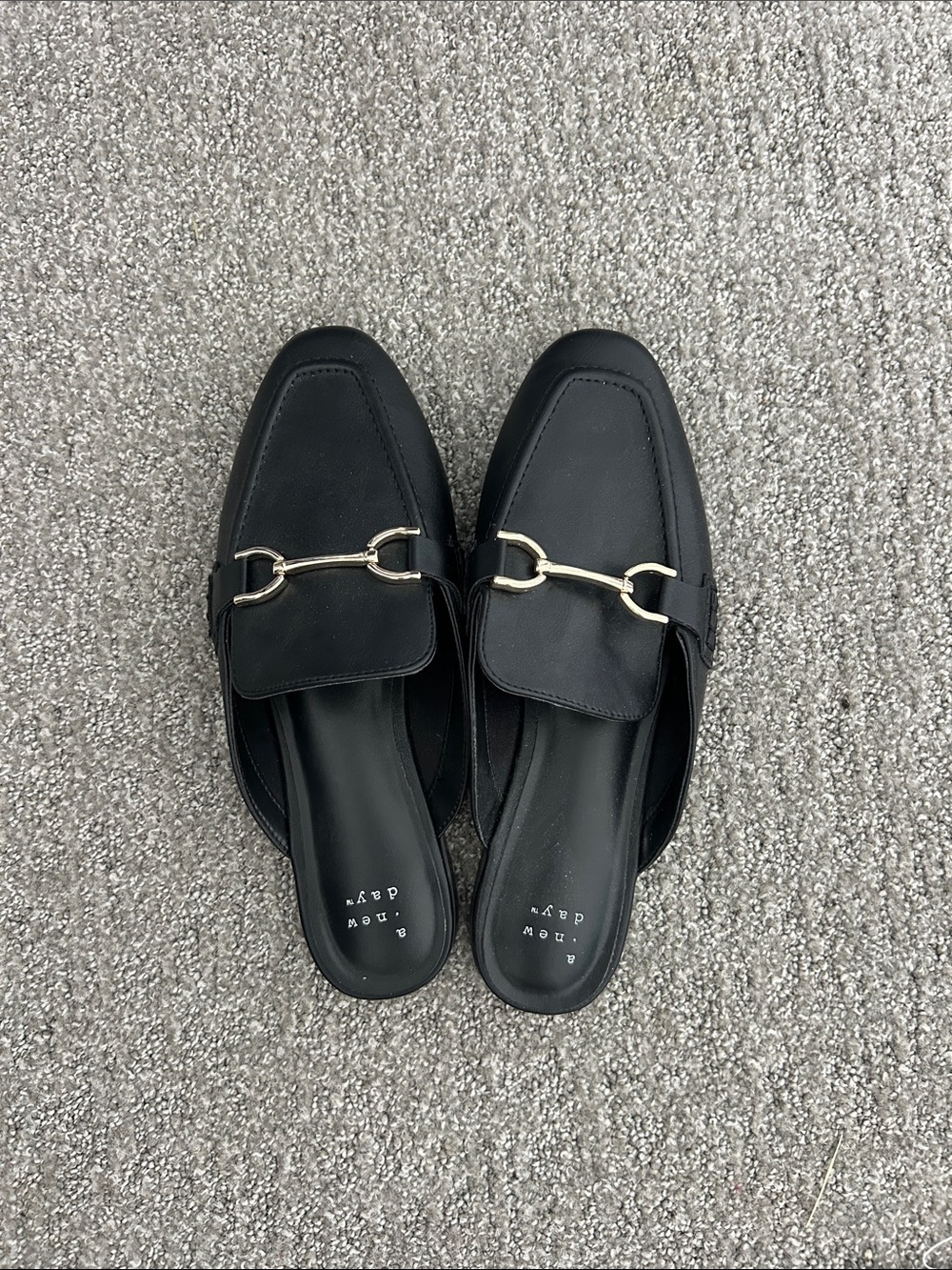 a new day Black Slip-On Mules with Gold Bit
